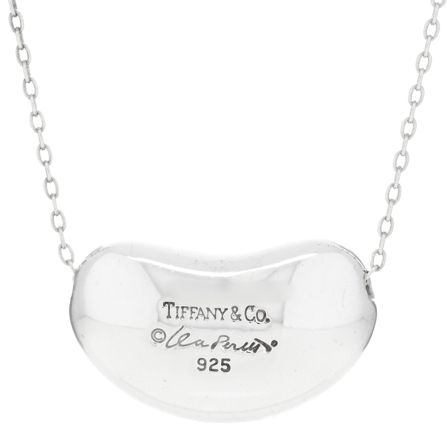Sterling Silver 19mm Elsa Peretti Bean Pendant Necklace