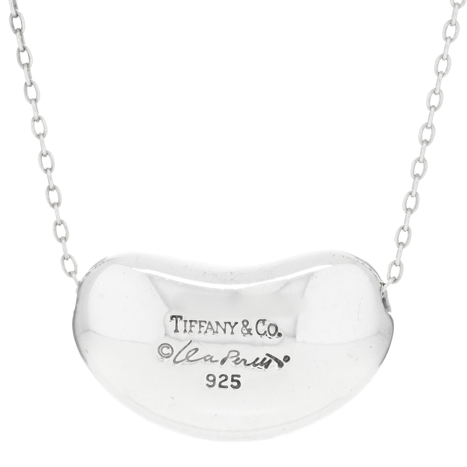 Tiffany Sterling Silver 19mm Elsa Peretti Bean Pendant Necklace 5 of 5