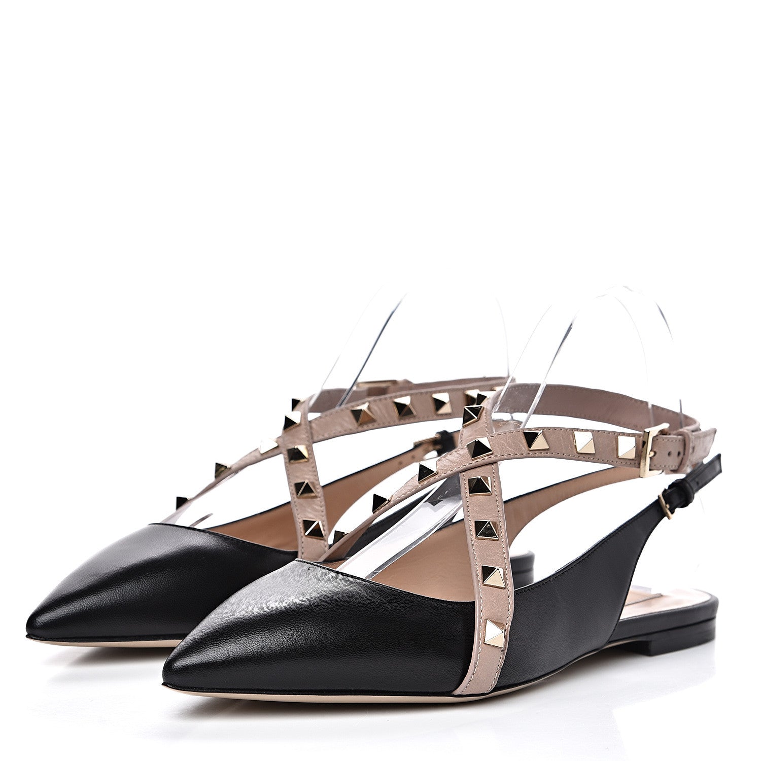Valentino Garavani Nappa Rockstud Crisscross Slingback Flats 36 Black Poudre 3 of 9