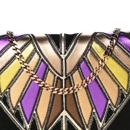 Givenchy Suede Calfskin Egyptian Print Mini Pandora Chain Wallet Multicolor 7 of 17
