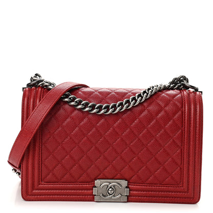 Chanel Caviar Quilted New Medium Boy Flap Dark Red 1 of 12