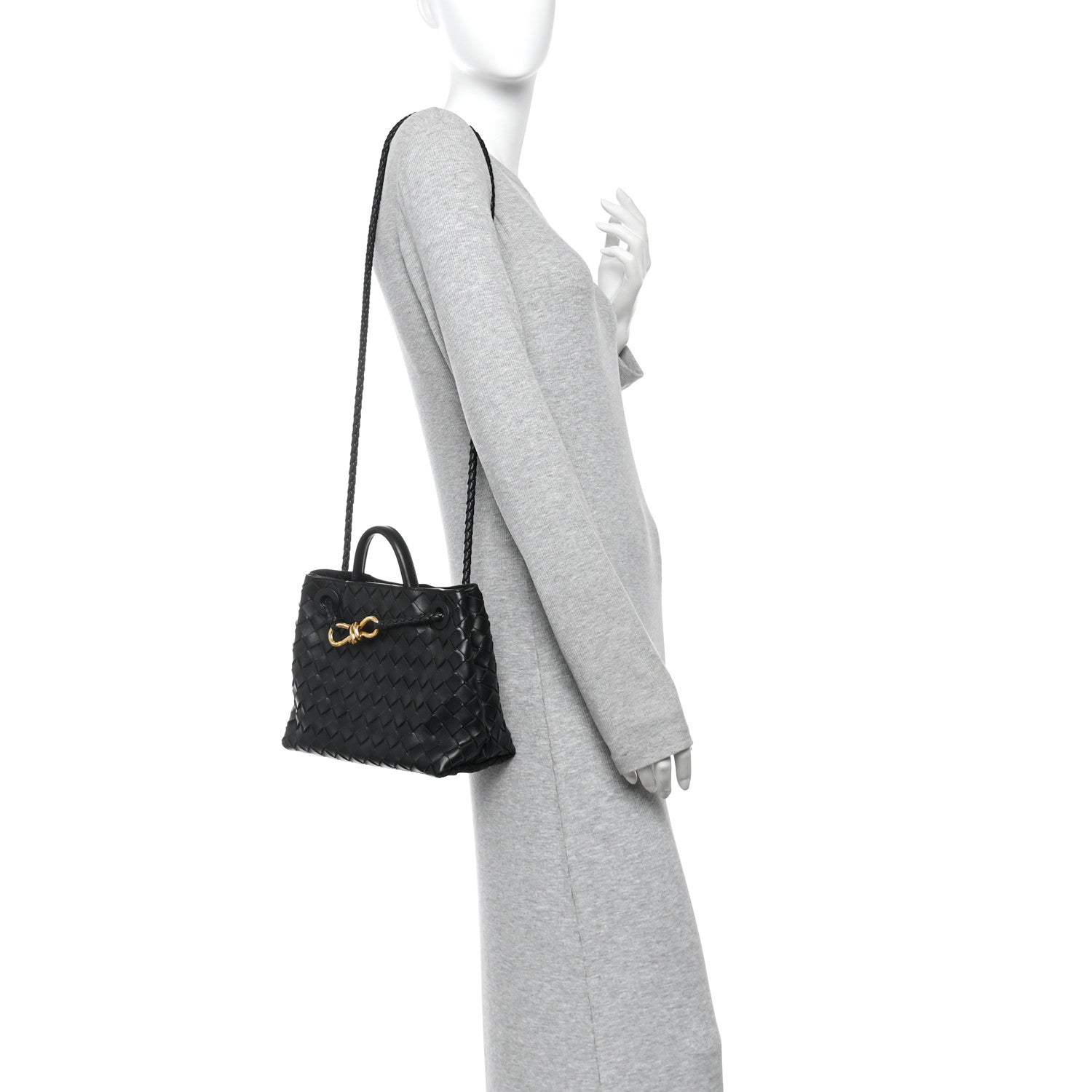 Bottega Veneta Nappa Intrecciato Small Andiamo Shoulder Bag Black 2 of 10