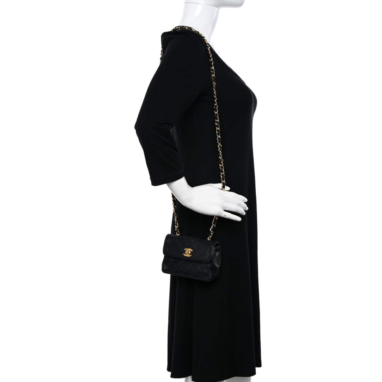 Lambskin Quilted Extra Mini Flap Black