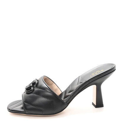 Gucci Nappa Matelasse Monochrome GG Marmont 75mm Slide Sandals 36 Black 1 of 10