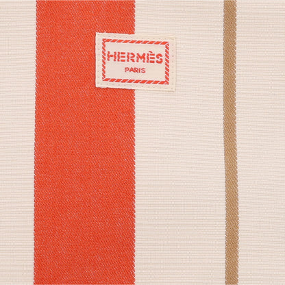Hermes Cotton Stripe Bolide Rayures Rocabar Medium Travel Cosmetic Pouch Feu Naturel 7 of 9
