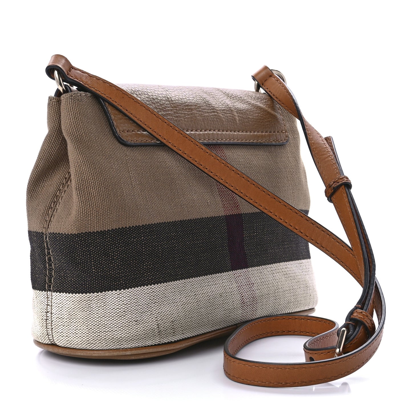 Mega Check Grainy Calfskin Small Gowan Messenger Bag Saddle Brown