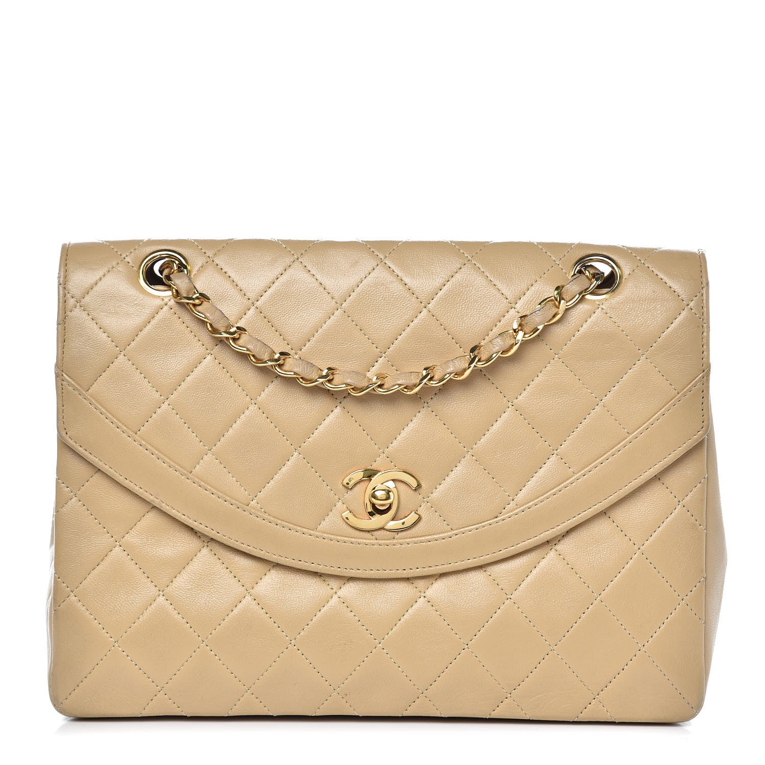 Chanel Lambskin Quilted Medium Single Flap Beige 1 of 19