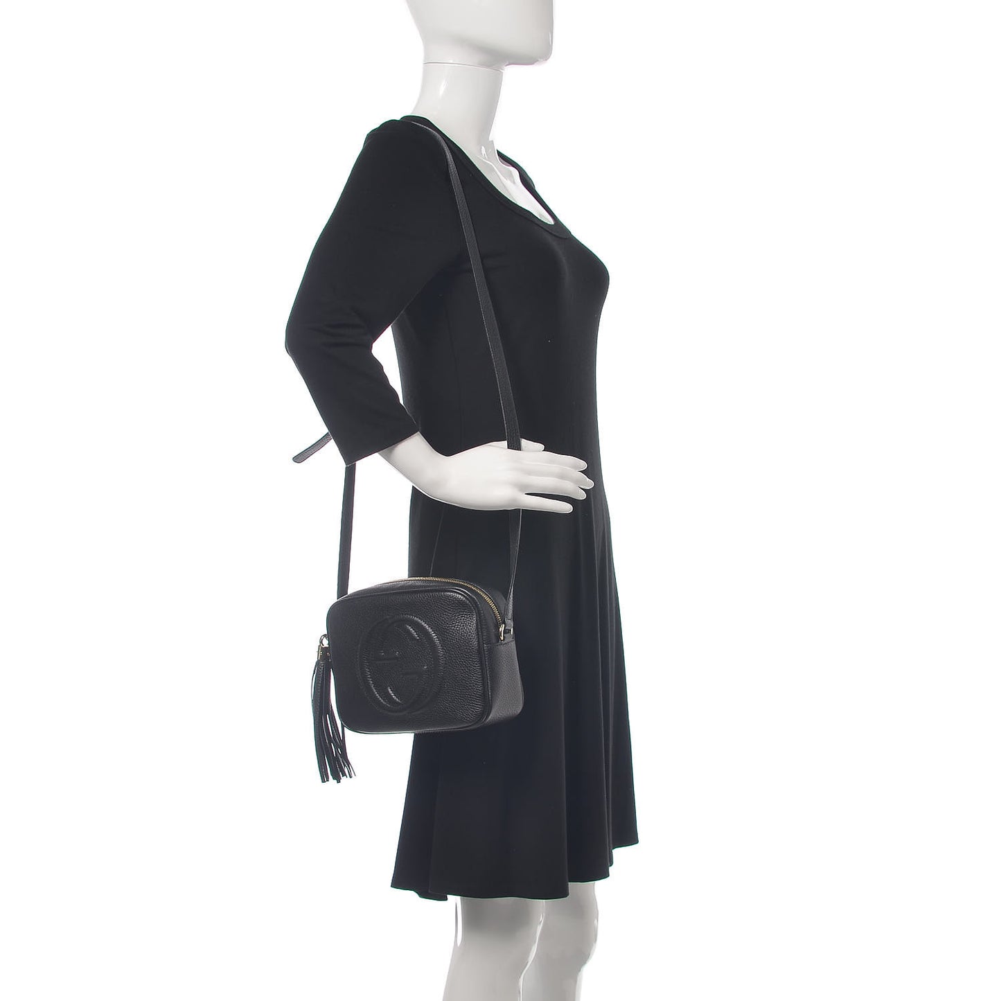 Pebbled Calfskin Small Soho Disco Bag Black