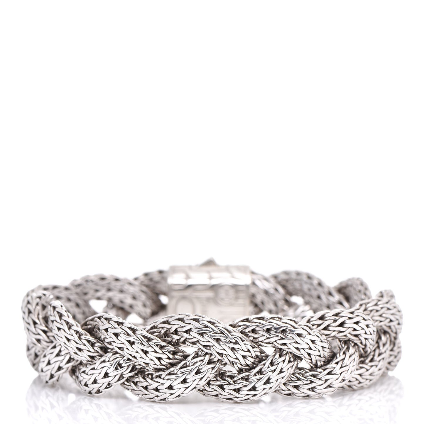 Sterling Silver Pink Sapphire Braided Classic Chain Clasp Bracelet