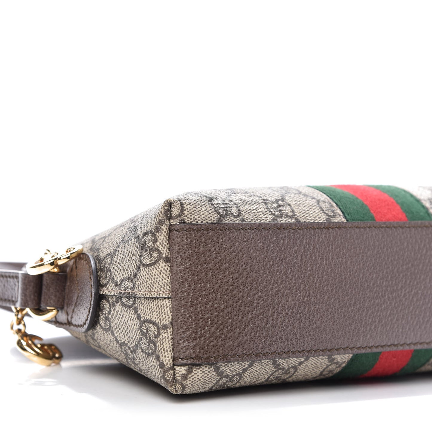GG Supreme Monogram Textured Dollar Calfskin Web Small Ophidia Dome Shoulder Bag Beige Ebony New Acero