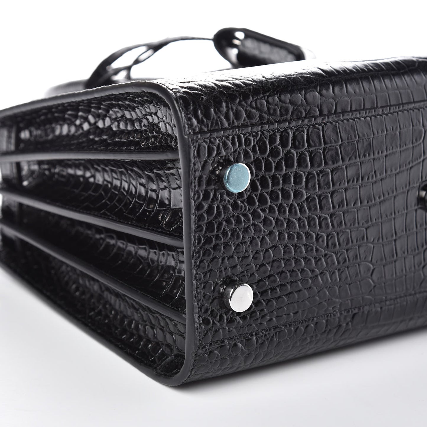 Calfskin Crocodile Embossed Baby Sac De Jour Black