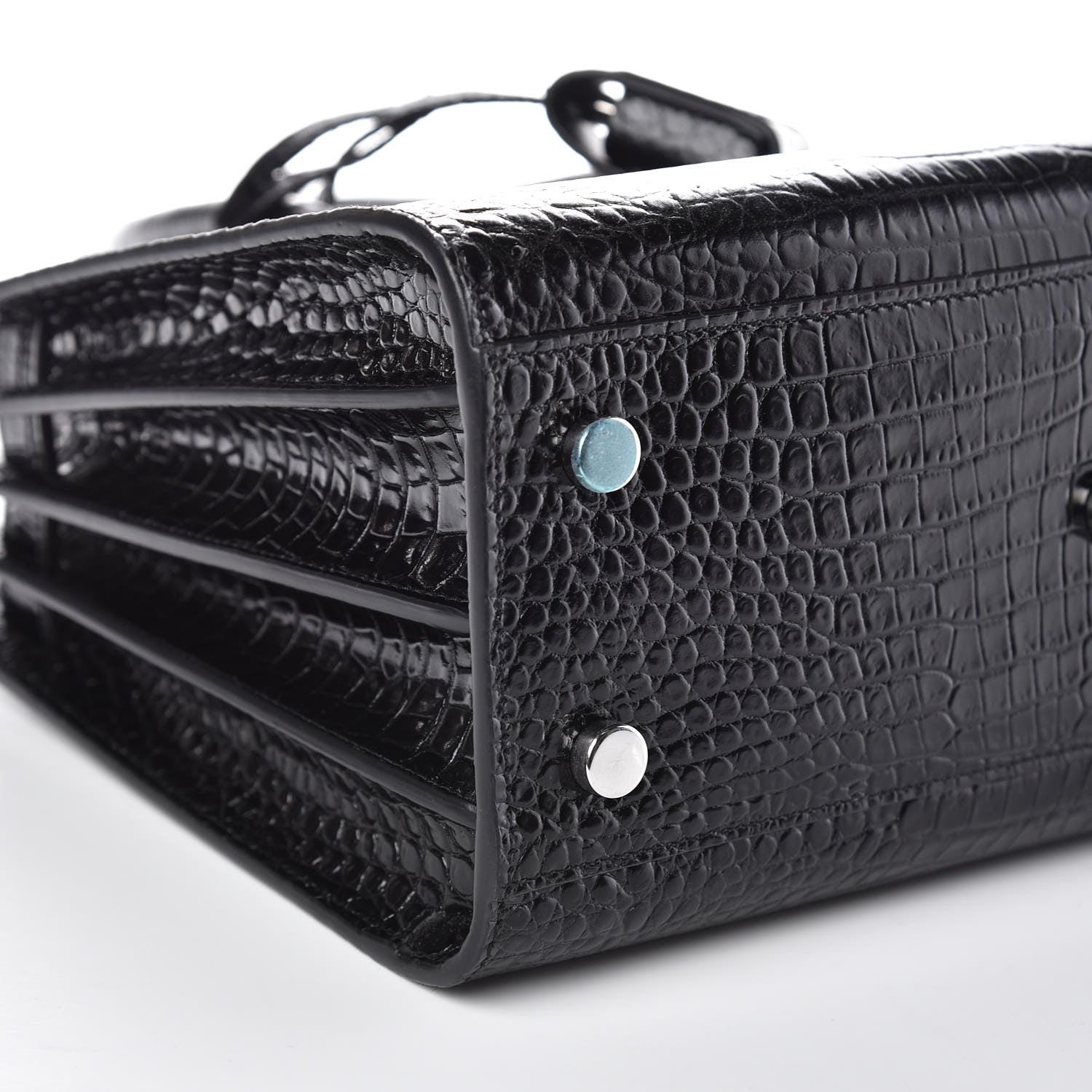 Saint Laurent Calfskin Crocodile Embossed Baby Sac De Jour Black 7 of 10
