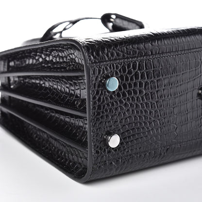 Saint Laurent Calfskin Crocodile Embossed Baby Sac De Jour Black 7 of 10