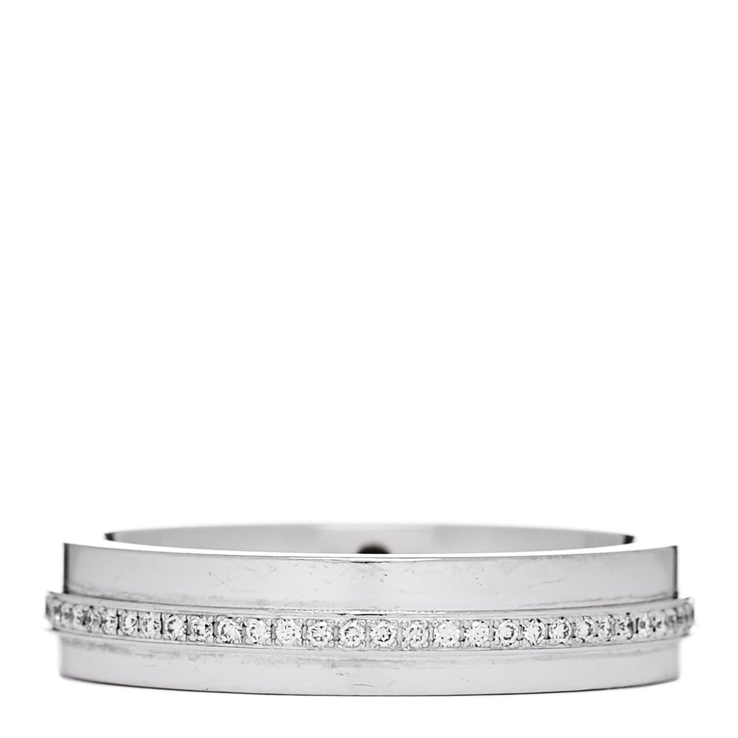 Tiffany 18K White Gold Diamond Narrow T Two Ring 54 7 3 of 4