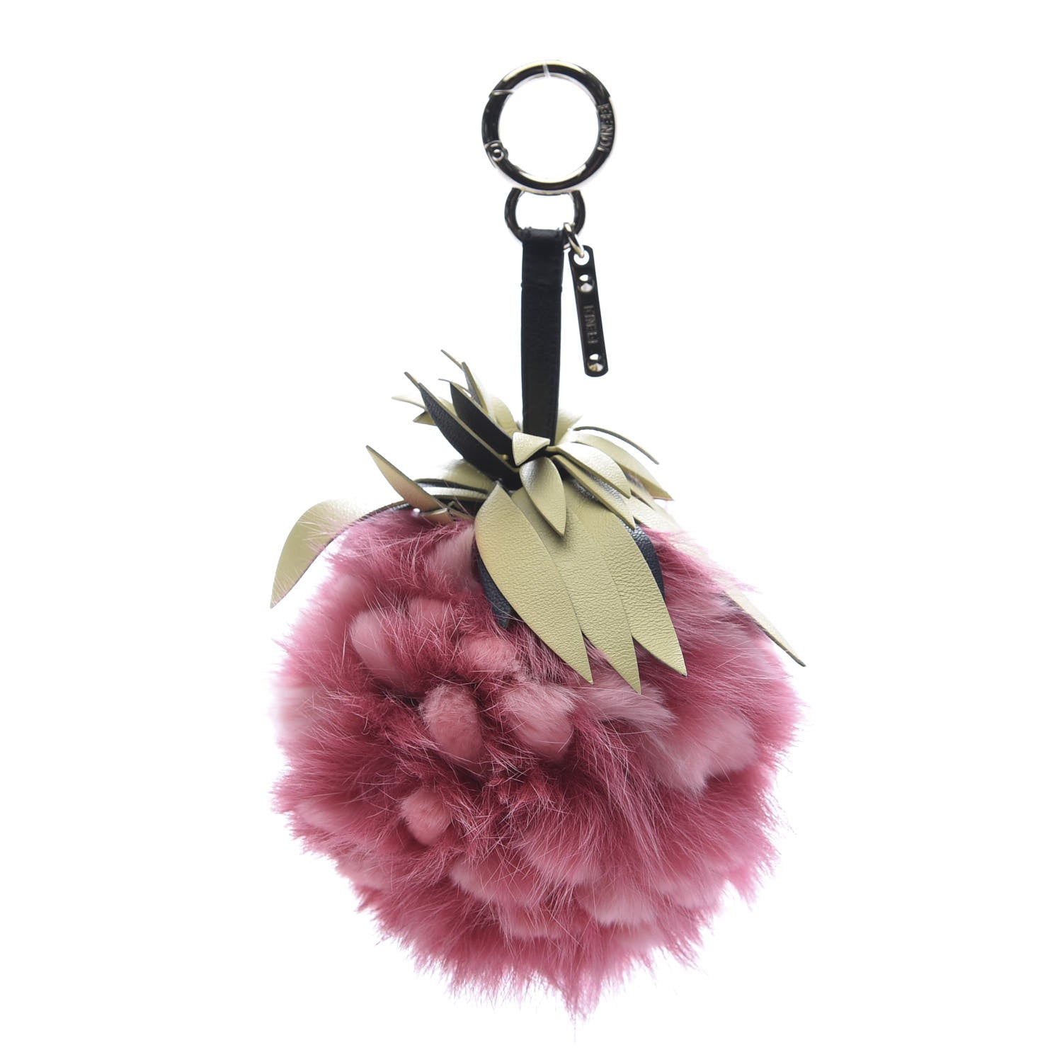 Fendi Fox Rabbit Fur Nappa Pineapple Bag Charm Rosa Scuro Banana Multicolor 1 of 4