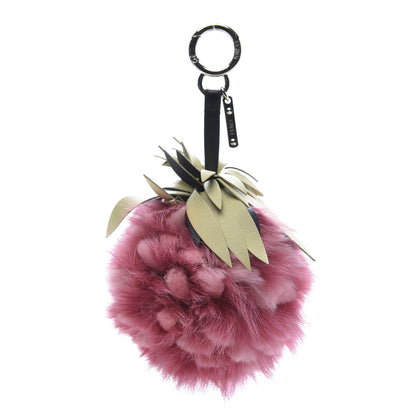 Fendi Fox Rabbit Fur Nappa Pineapple Bag Charm Rosa Scuro Banana Multicolor 1 of 4