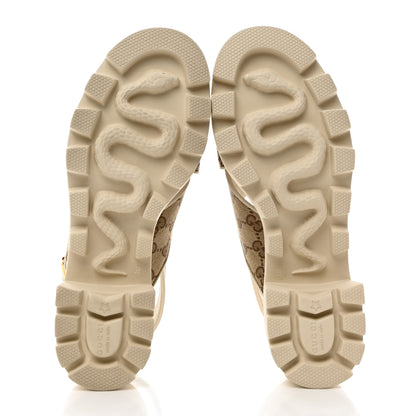 Gucci Monogram Granada Kid Trip 40/72mm Lug Sole Sandals 38 Beige Ebony Mystic White 5 of 10
