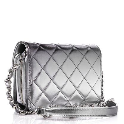 Chanel Metallic Lambskin Like A Wallet Flap Silvery Black 3 of 10