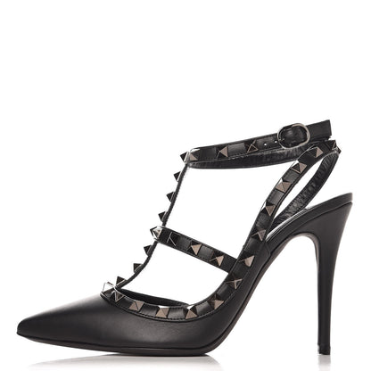 Valentino Garavani Nappa Rockstud Ankle Strap Pumps 36 Black 1 of 7