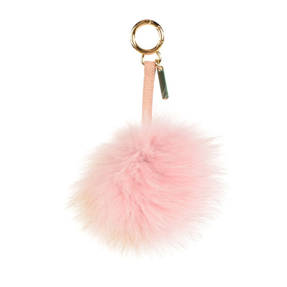 Fendi Fox Fur Vitello Elite Bi-Color Pom Pom Bag Charm Rosa Cammello Cipria 1 of 7