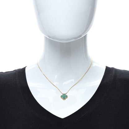 Van Cleef & Arpels 18K Yellow Gold Malachite Vintage Alhambra Pendant Necklace 3 of 4