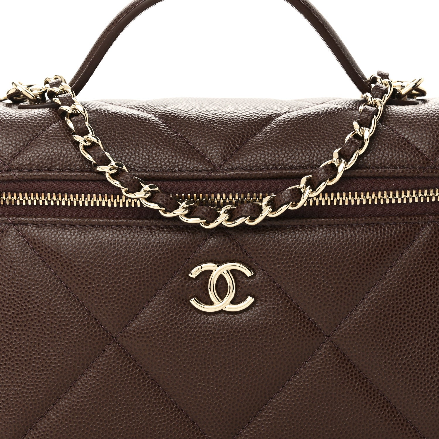Chanel Caviar Quilted Top Handle Slim Vanity With Chain Dark Brown 8 of 10