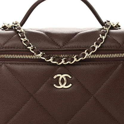 Chanel Caviar Quilted Top Handle Slim Vanity With Chain Dark Brown 8 of 10
