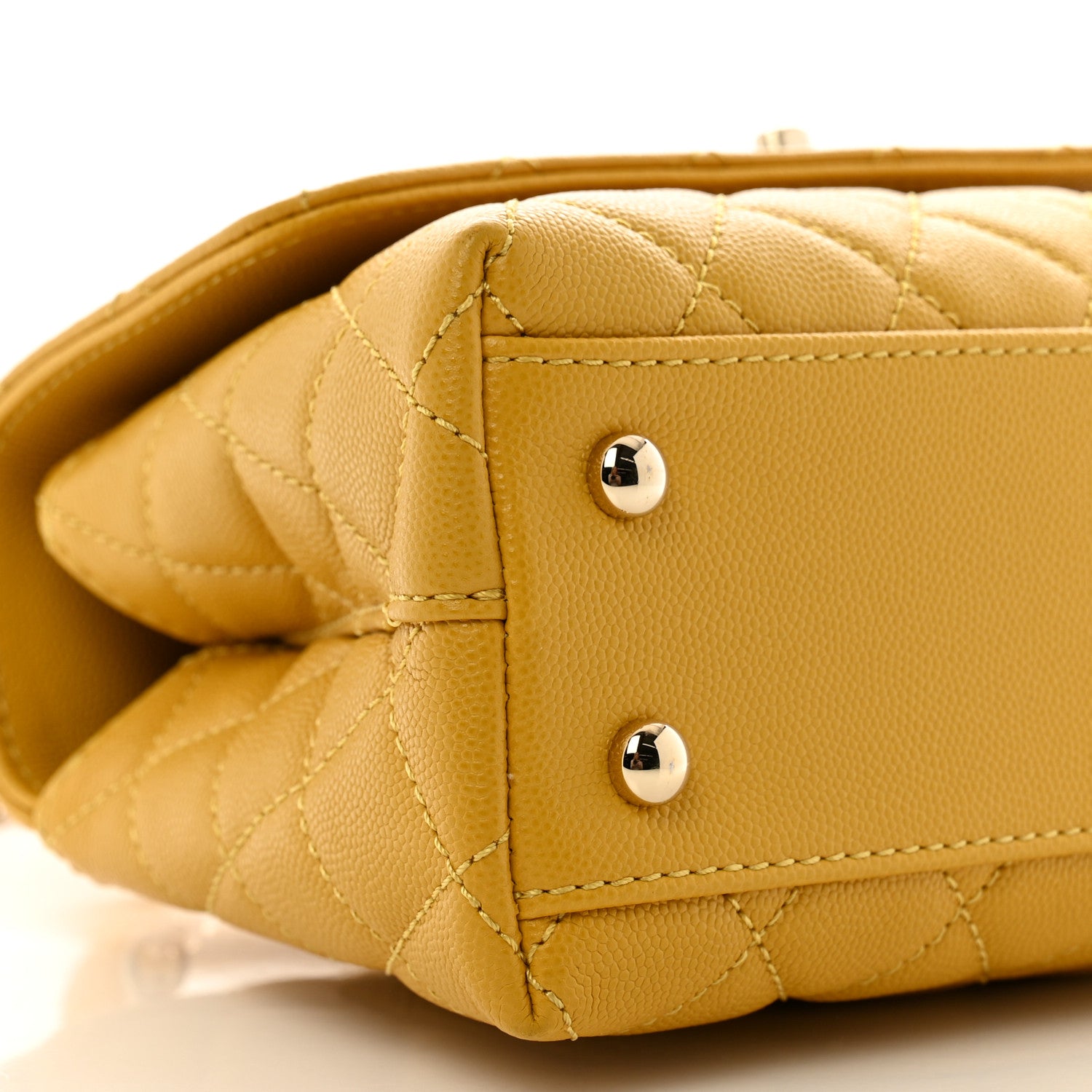Chanel Caviar Quilted Mini Coco Handle Flap Yellow 9 of 11