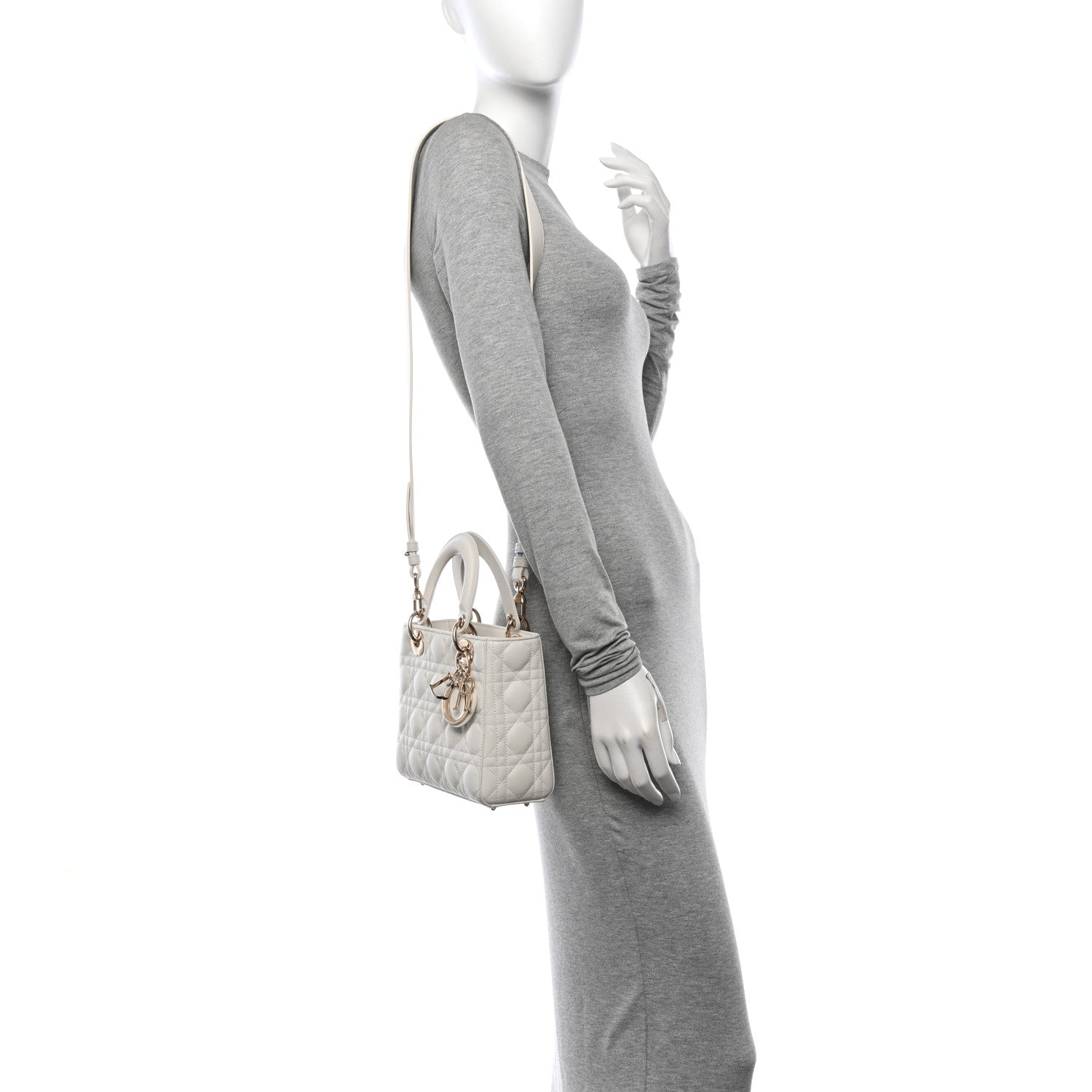 Christian Dior Lambskin Cannage Small My ABCDior Lady Dior White 2 of 15