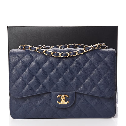Chanel Caviar Quilted Jumbo Single Flap Dark Blue 11 of 11