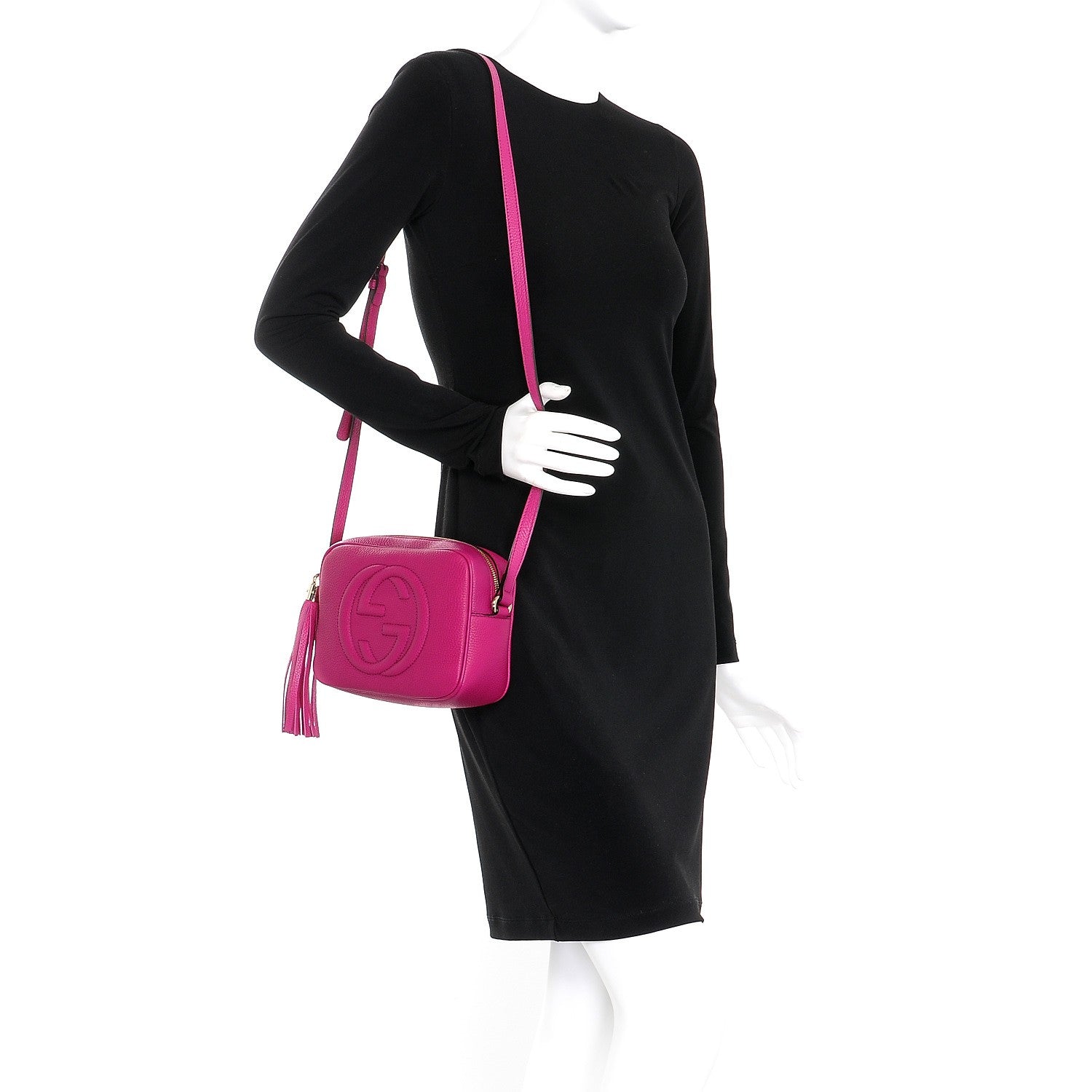Gucci Pebbled Calfskin Small Soho Disco Bag Bright Bougainvillea 2 of 8