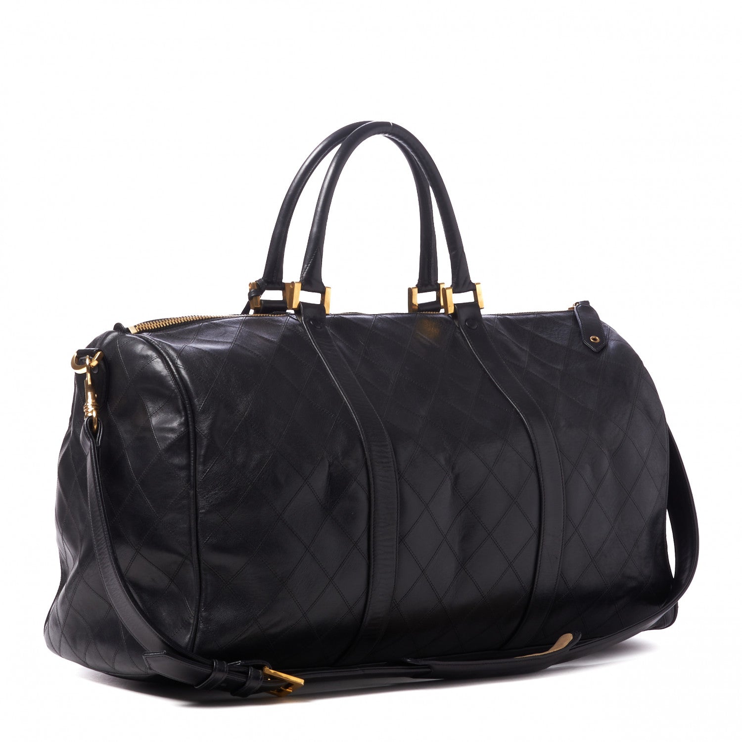 Chanel Calfskin Stitched Duffel Bag Black 2 of 10