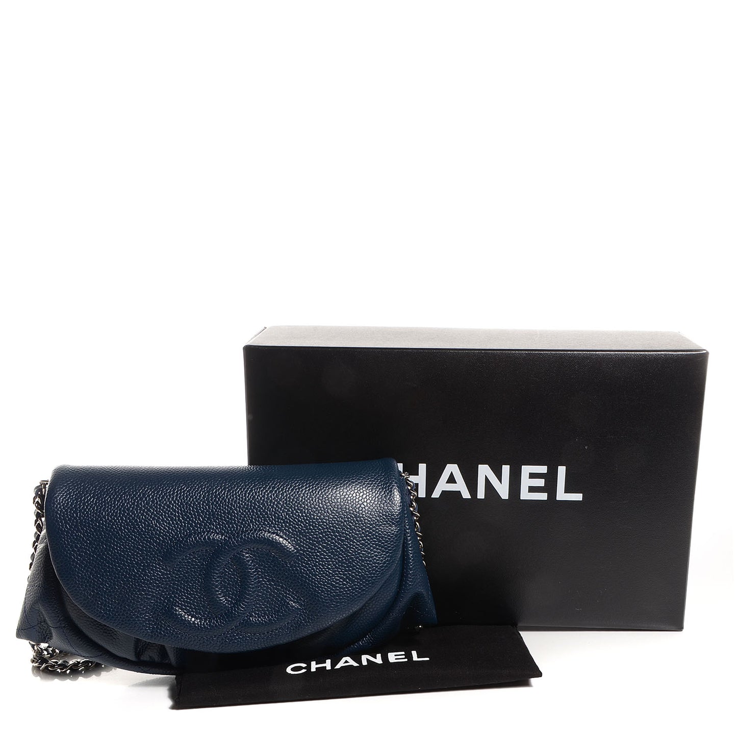 Caviar Half Moon Wallet On Chain WOC Navy Blue