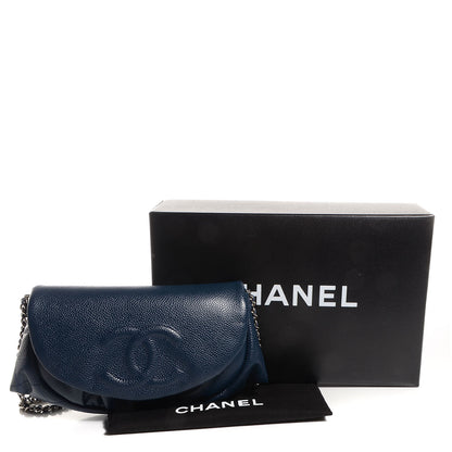 Chanel Caviar Half Moon Wallet On Chain WOC Navy Blue 5 of 9