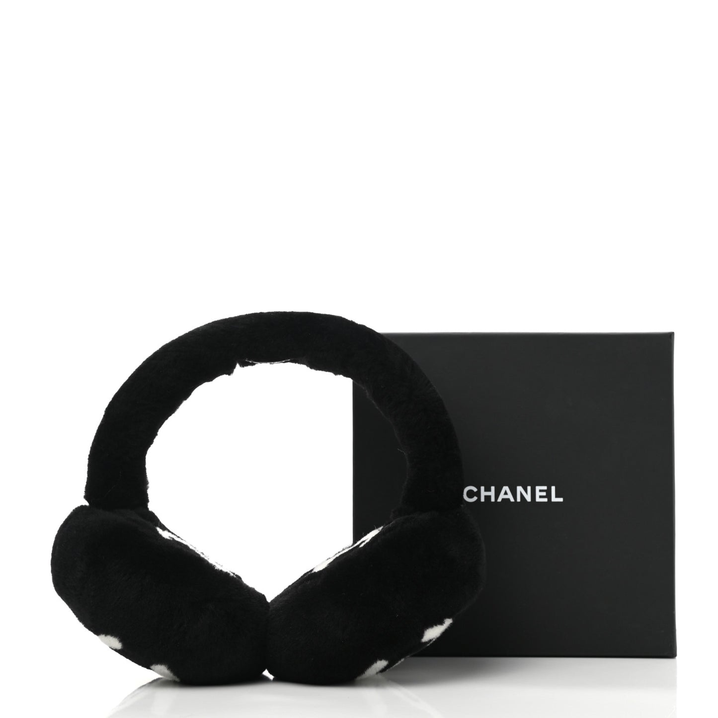 Shearling CC Ear Muffs Black White