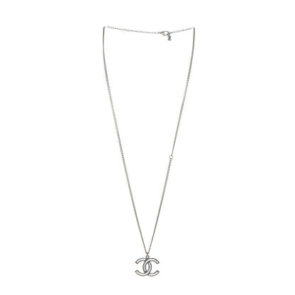 Chanel Ruthenium Enamel CC Necklace Silver 3 of 5