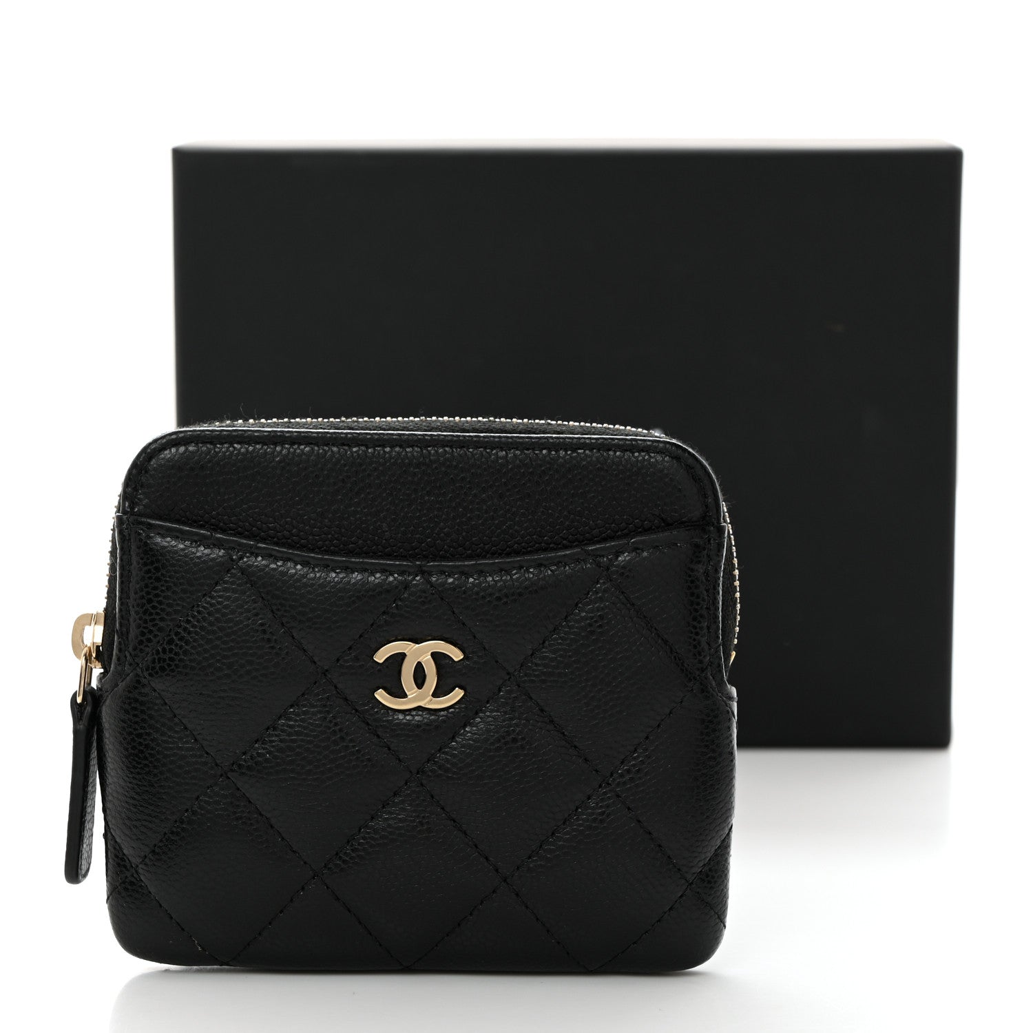 Chanel Caviar Quilted Zip Card Holder Wallet Black 8 of 8