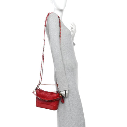 Chanel Aged Calfskin Quilted Small Gabrielle Hobo Red 2 of 10