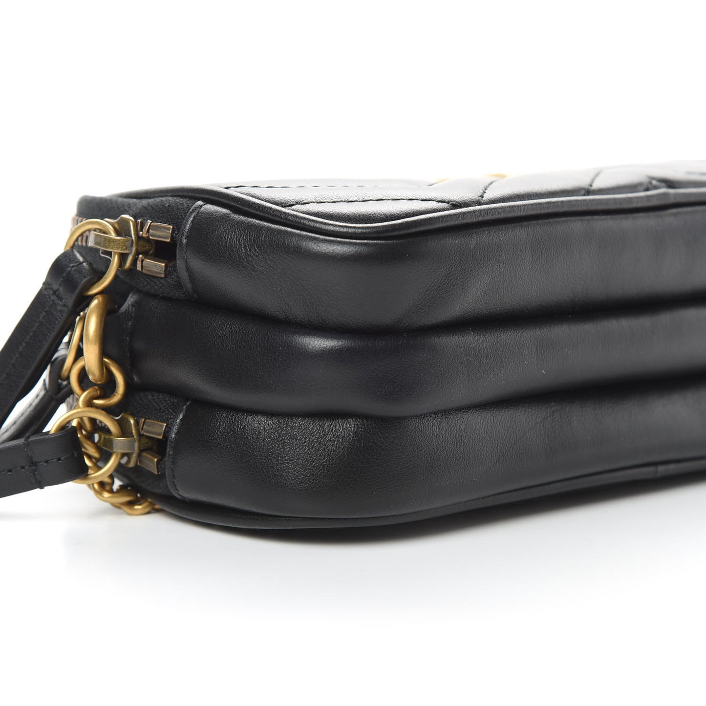 Calfskin Matelasse Mini GG Marmont Chain Crossbody Bag Black