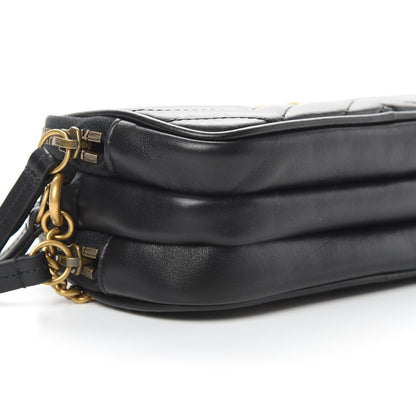 Gucci Calfskin Matelasse Mini GG Marmont Chain Crossbody Bag Black 11 of 13