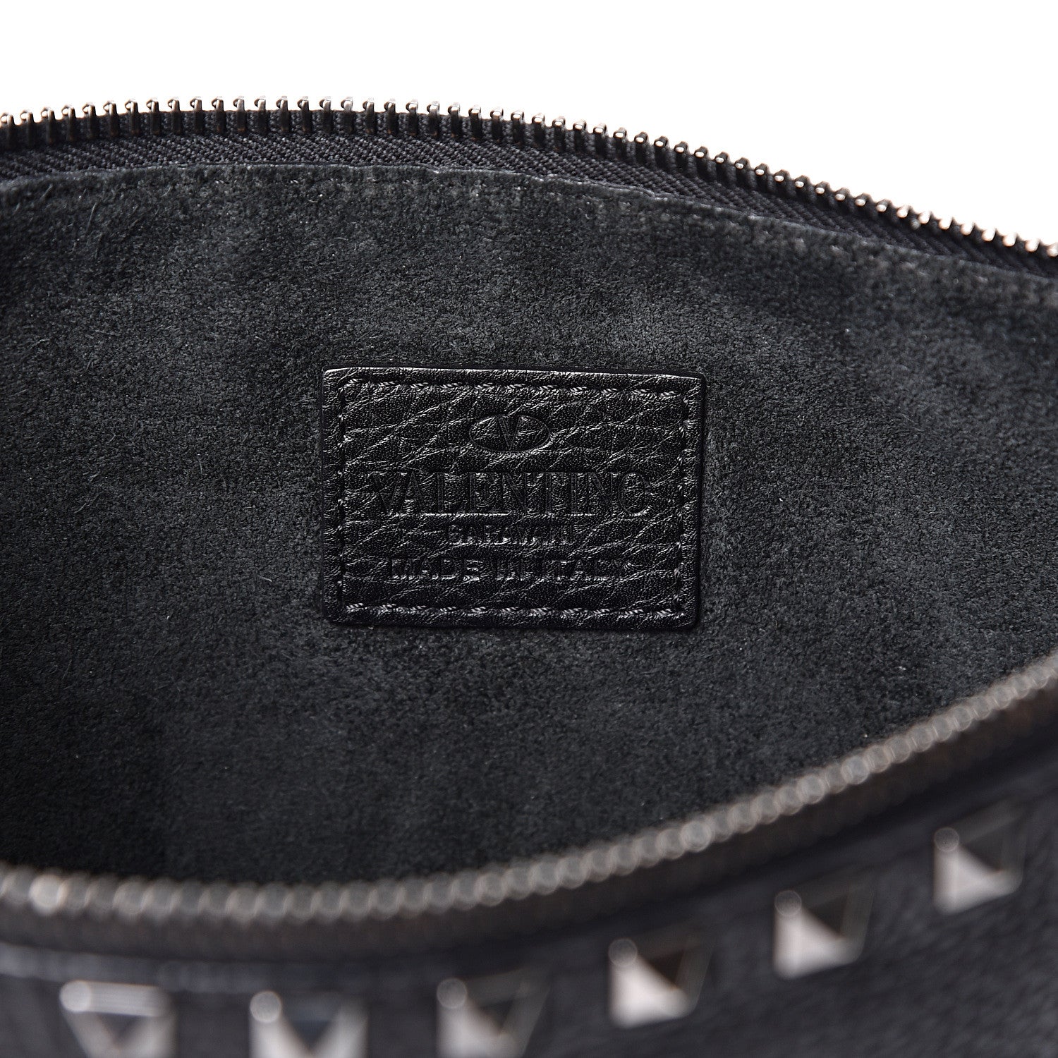 Valentino Garavani Pebbled Calfskin Large Rockstud Zip Pouch Black 4 of 8
