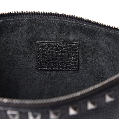 Valentino Garavani Pebbled Calfskin Large Rockstud Zip Pouch Black 4 of 8