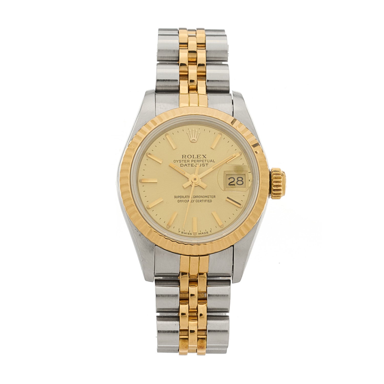 Rolex Stainless Steel 18K Yellow Gold 26mm Oyster Perpetual Datejust Watch Champagne 69173 1 of 4