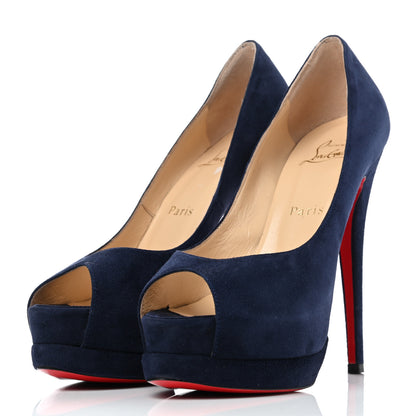 Christian Louboutin Suede Palais Royal 140 Pumps 37 Navy 3 of 7
