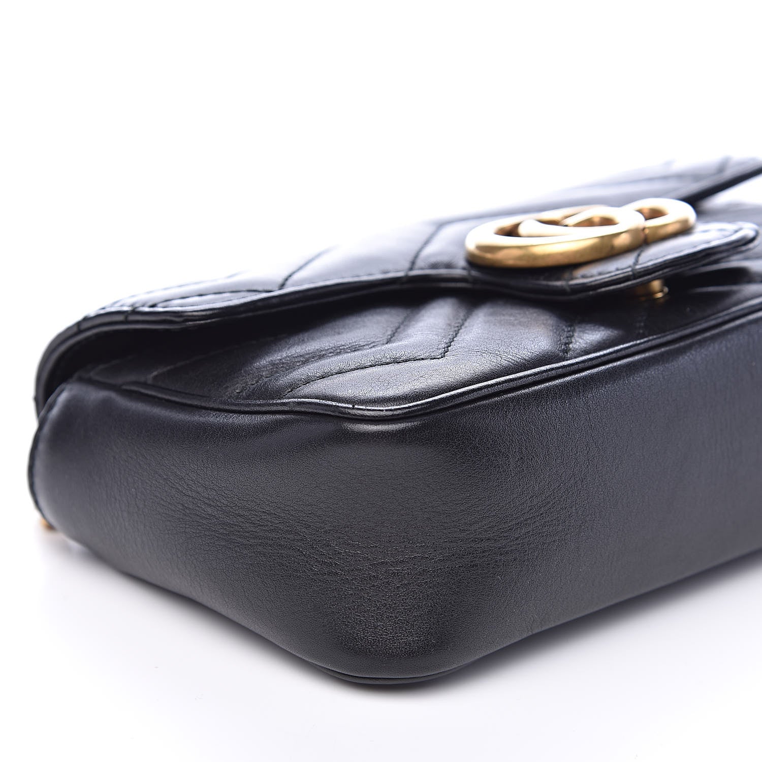 Gucci Calfskin Matelasse Super Mini GG Marmont Shoulder Bag Black 9 of 14