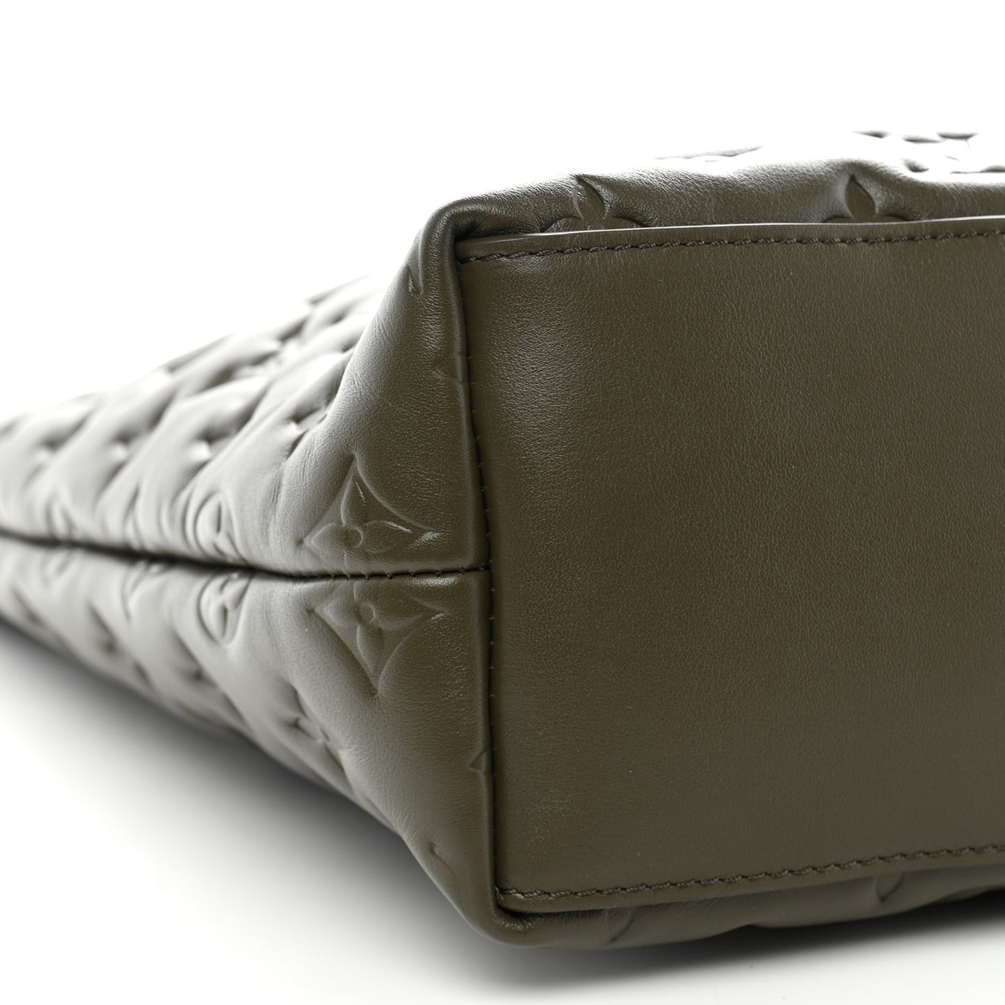 Calfskin Embossed Monogram Coussin Hobo Dark Kaki