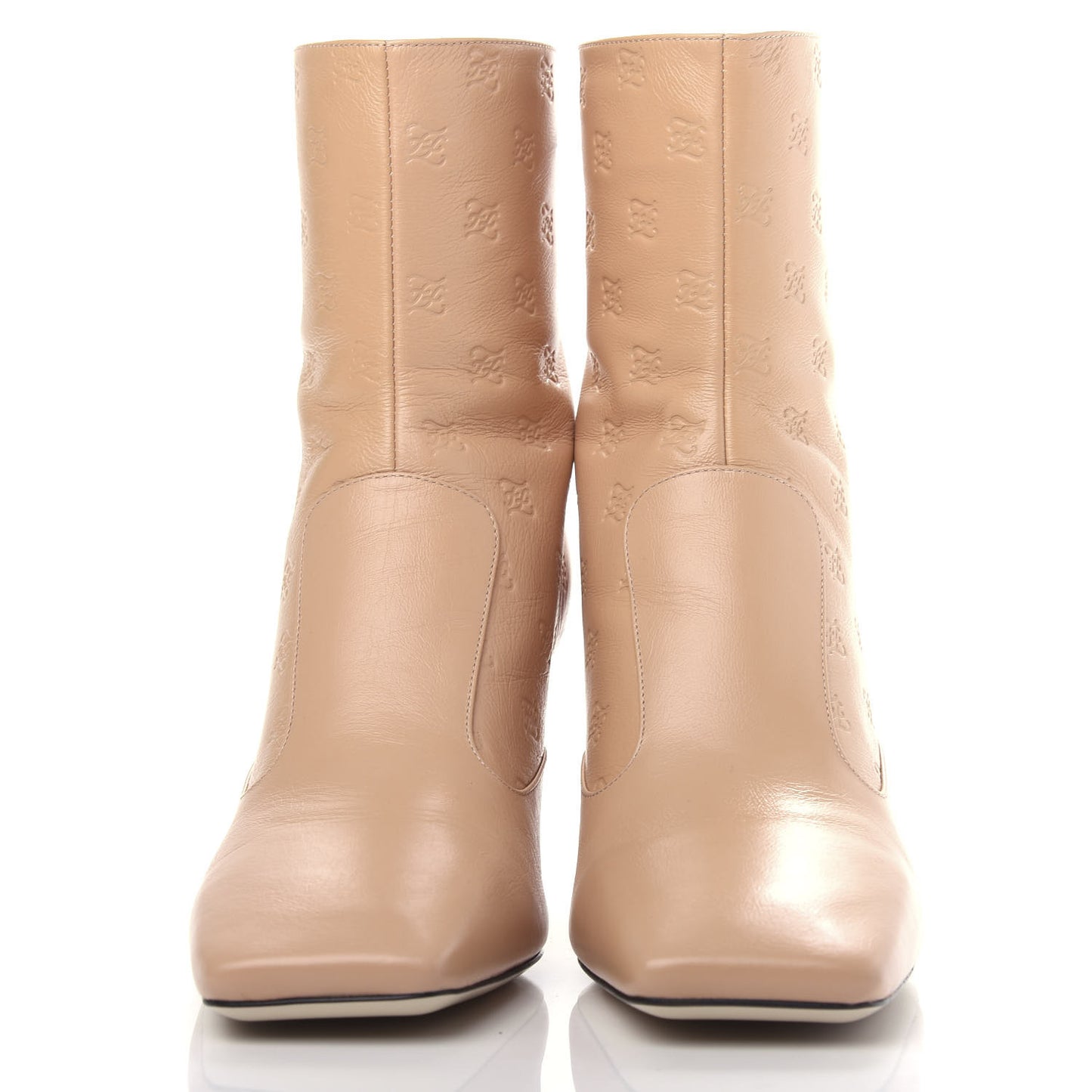 Vitello Karligraphy Embossed FFreedom Ankle Boots 40.5 Pink Burb