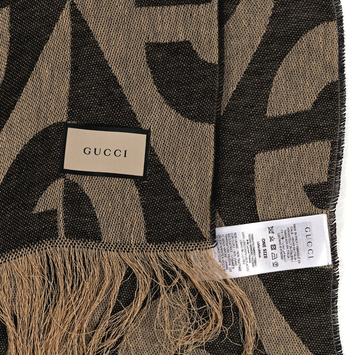 Gucci Linen Plaid GG Diamond Print Blanket Dark Brown 3 of 3