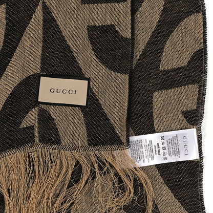 Gucci Linen Plaid GG Diamond Print Blanket Dark Brown 3 of 3