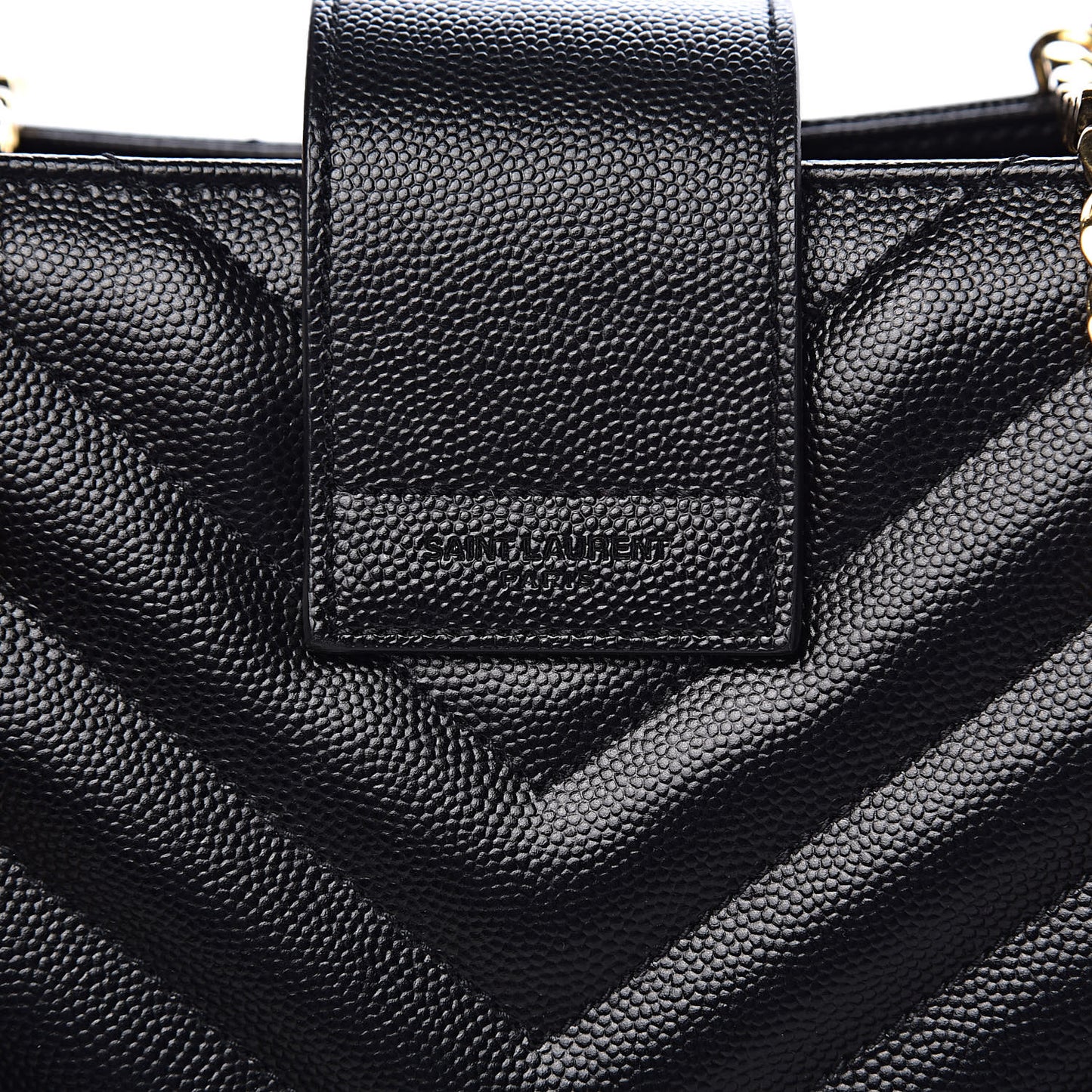 Grain De Poudre Matelasse Chevron Monogram Shopping Bag Black